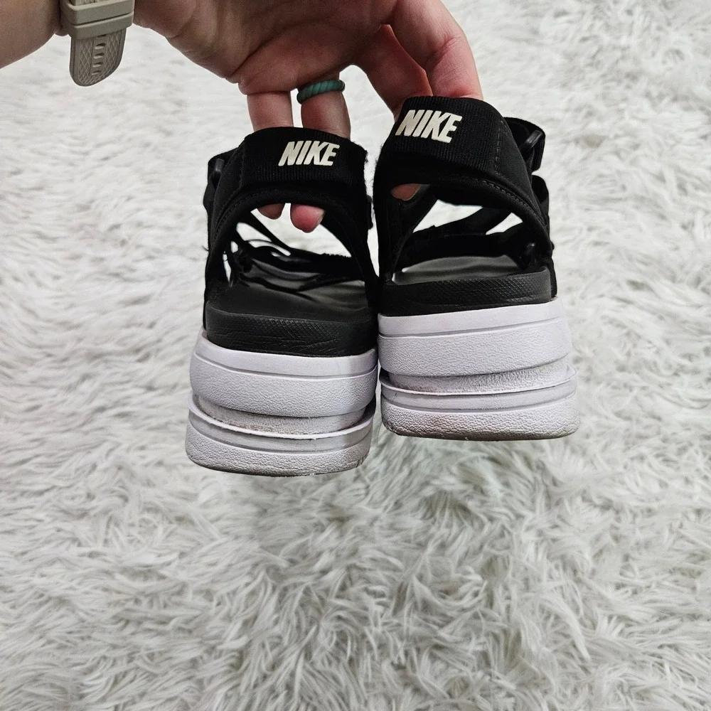 Nike Icon Classic Womens Chunky Streetwear Platform Sandals Black White Sz 9 - Picture 8 of 11